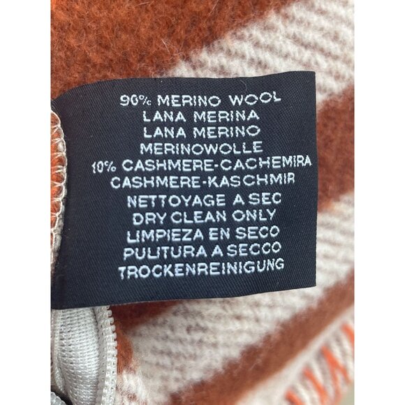 Hermes Paris Orange & Brown Geometric Wool & Cashmere Pillow Cover - Picture 4 of 5